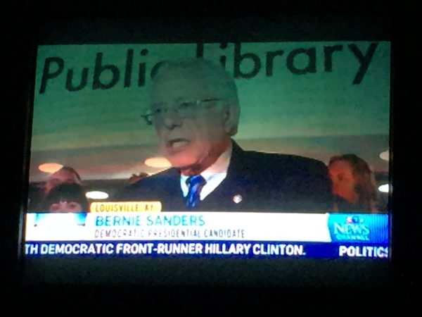 Bernie Sanders Speaks In Front of Public Library