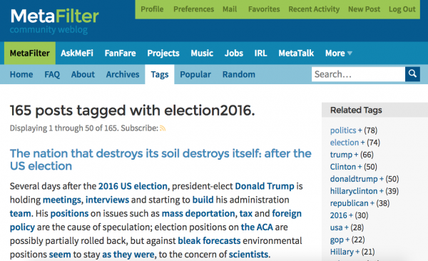 Metafilter Election2016 Politics Posts